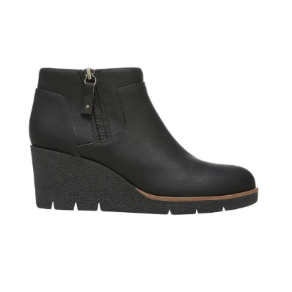 Dr Scholls Been There Black Wedge Ankle Boots Bootie Size 7.5